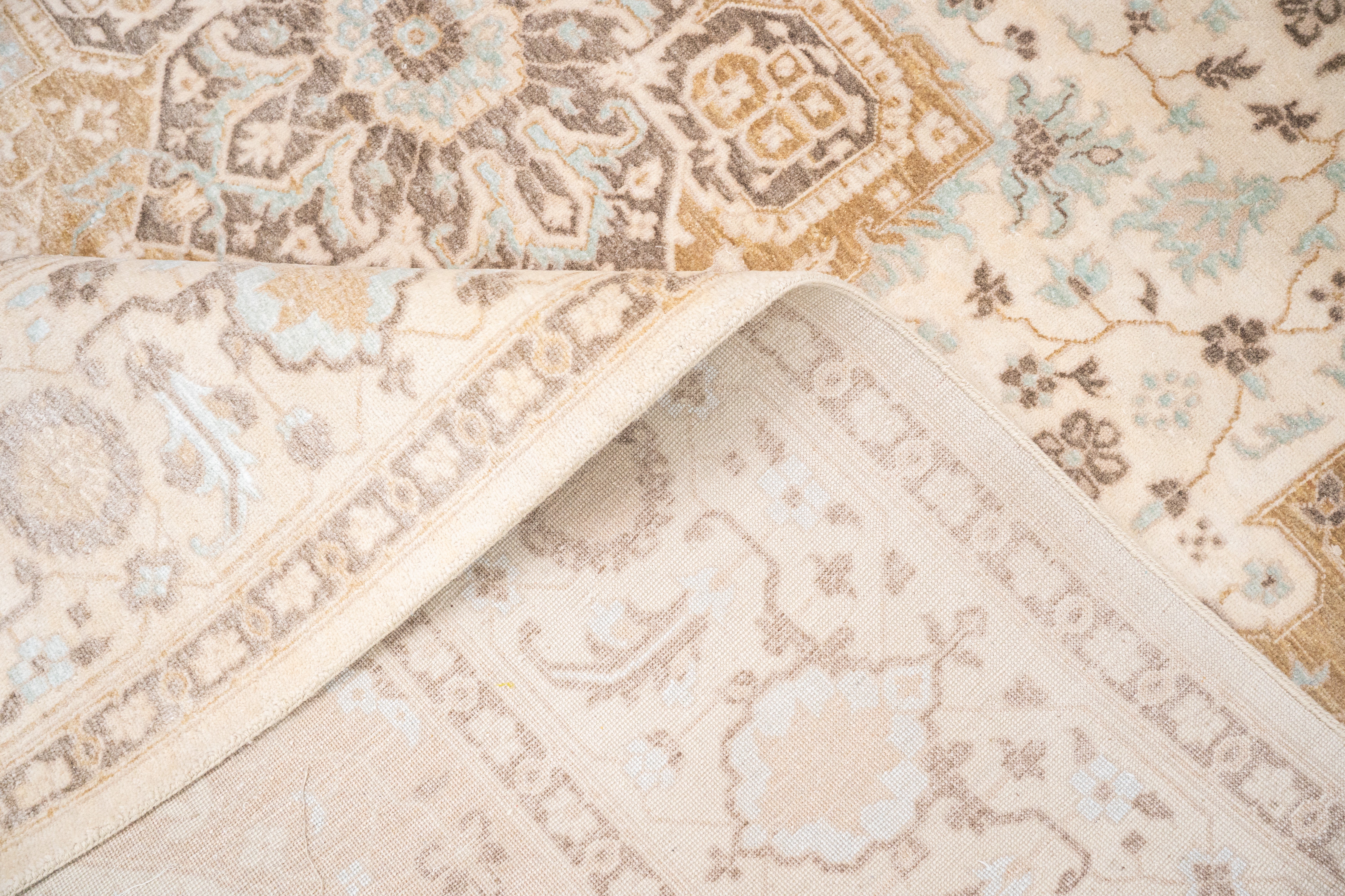 Handknotted Carpet DIA- 903 SERAPI,  Old Lace, Earth Yellow, Light Silver & Pastel Brown
